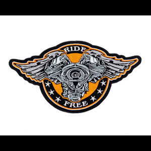 Ride Free Winged V-Twin Iron on Patch for  Vests & Jackets
